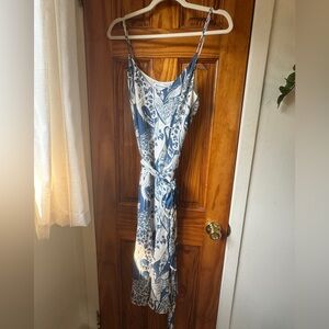 Reformation Printed Slip Dress With Tie